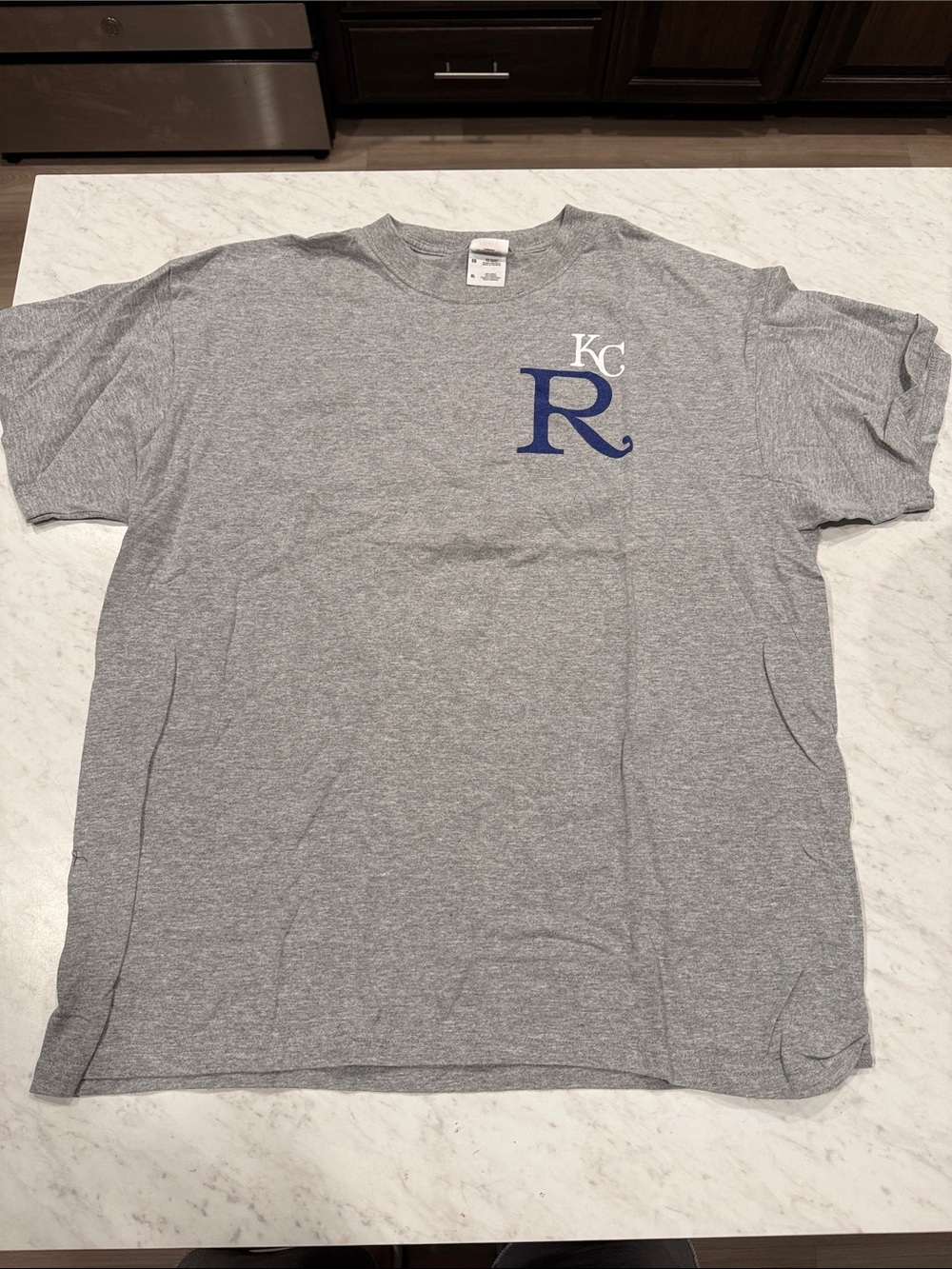 Fruit of the Loom Gray Short-Sleeve Tee with Blue KC R Logo
